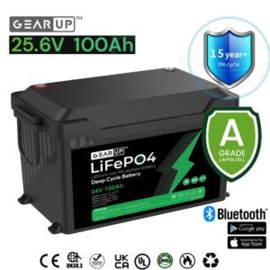 GearUP 24V, 100Ah Lithium Battery - 25.6V, 100Ah High-Performance LifePO4 Battery