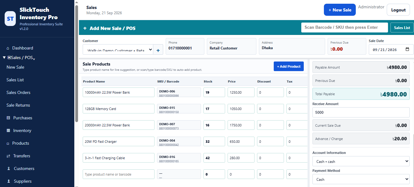 Inventory Management Software in Bangladesh | POS, Stock, Sales & Purchase – SlickTouch Inventory Pro