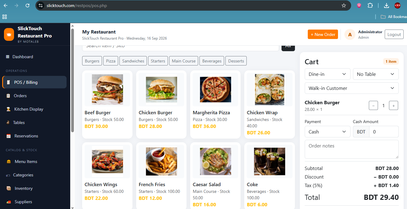 SlickTouch Restaurant Pro : Restaurant Management Software